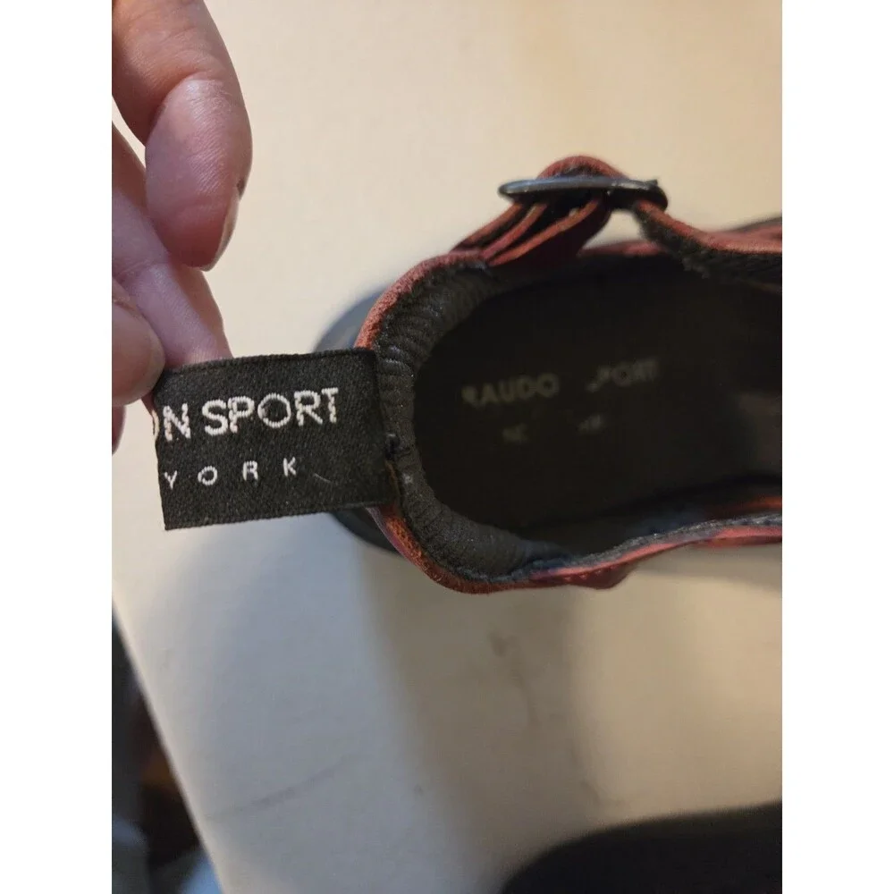 Giraudon Sport New York Womens 39.5 Red Leather Closed Toe Fisherman Sandals...